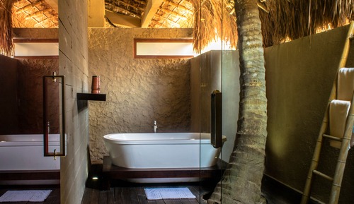 Habitación, 2 camas de matrimonio, vistas al jardín