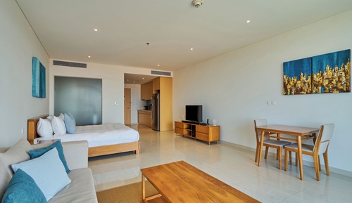 Estudio, 1 cama de matrimonio, vistas al mar