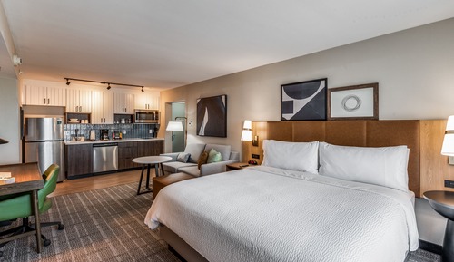Suite estudio, 1 cama de matrimonio grande, cocina