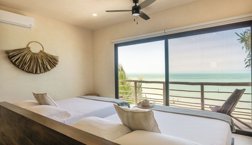 Habitación cuádruple estándar, terraza, vistas al mar