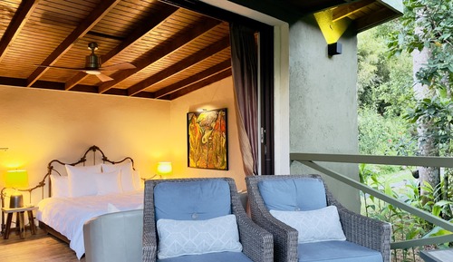 Cabaña Deluxe, 1 cama de matrimonio grande, terraza, vistas al jardín