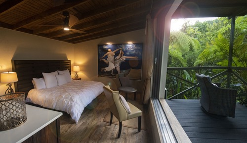 Cabaña de lujo, 1 cama de matrimonio grande, terraza, vistas al jardín