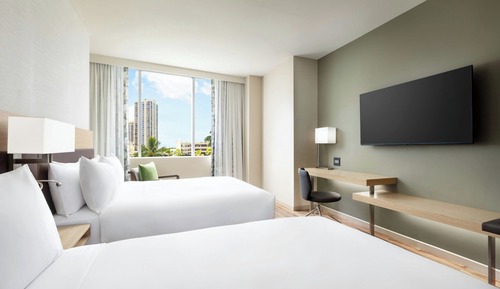 Habitación Deluxe, 2 camas de matrimonio, vistas a la ciudad