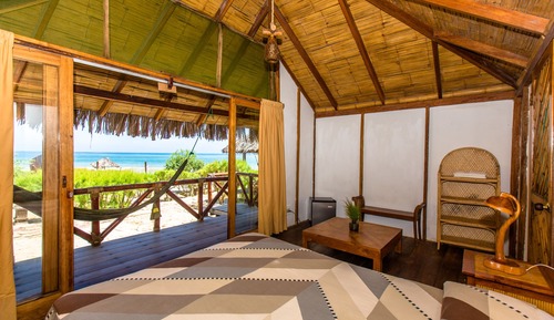 Bungalow, 2 camas individuales, terraza, vistas a la playa