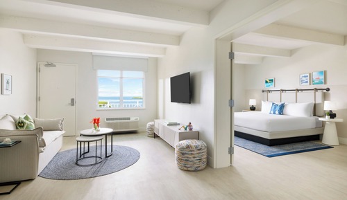 Habitación, 1 cama de matrimonio grande, notificación por teléfono o timbre, vistas al mar