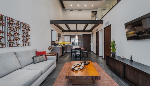 Loft, cocina, vistas a la ciudad