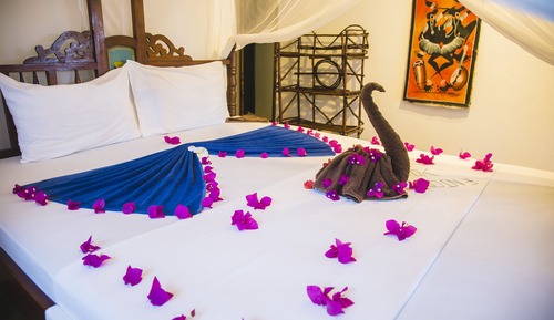 Bungalow, 1 cama de matrimonio grande, patio, en la zona del jardín