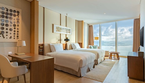 Habitación Deluxe, 2 camas de matrimonio, vistas al mar