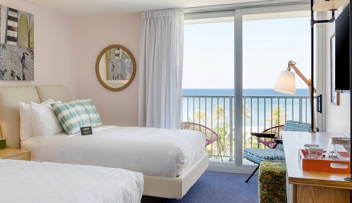 Habitación, 2 camas de matrimonio, vistas al mar
