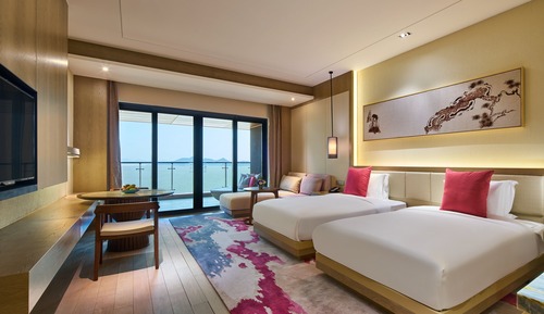 Habitación estándar, 2 camas dobles, vistas al mar