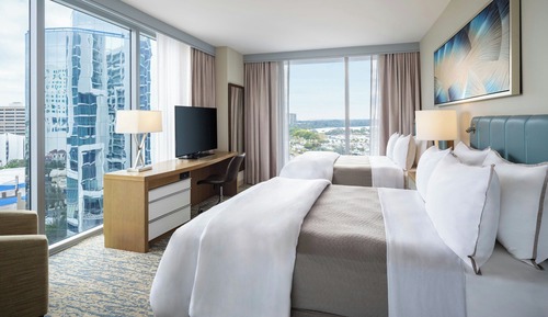 Habitación Premium, 2 camas de matrimonio, vistas al puerto deportivo