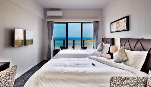 Habitación familiar con 2 camas individuales, no fumadores, vistas al mar