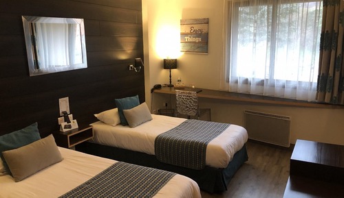 Habitación con 2 camas individuales, vistas al jardín