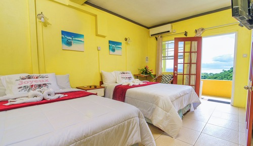 Double Room, 2 Double Beds, Sea View (Room 2)