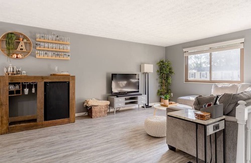 Columbus Casa | Newly remodeled home, spacious deck w/ string lights, & large yard with firepit