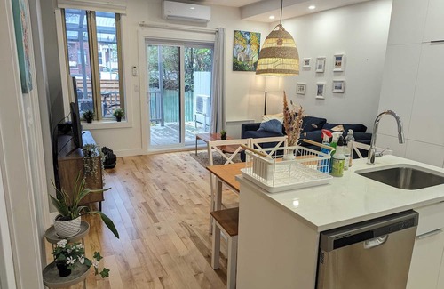 Verdun Condominio | Cozy, modern, house-like condo, big backyard, sunny deck, space for 2 cars
