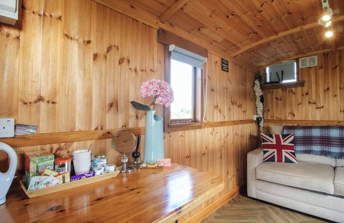 Longford Cabaña | SHARON'S SHEPHERD HUT, pet friendly, with hot tub in Knockin