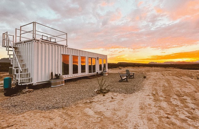 Glow House - A Modern Container with a Stargazing Deck on Top.
