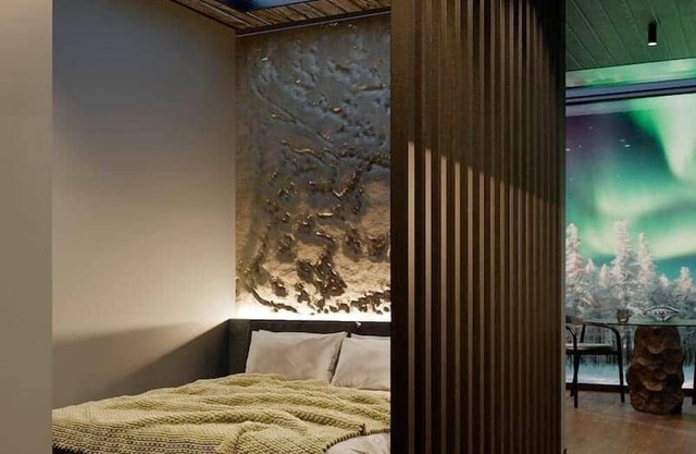 Lodge Arctic 2 - sauna, glass roof & view of Lake Inari