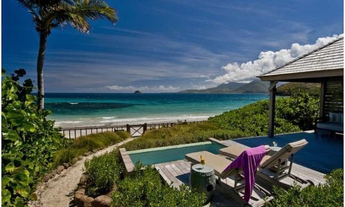 Frigate Bay Cabaña | PRIVATE Luxury Oceanfront Beach Bungalow w Exclusive Club Resort Access & Tennis
