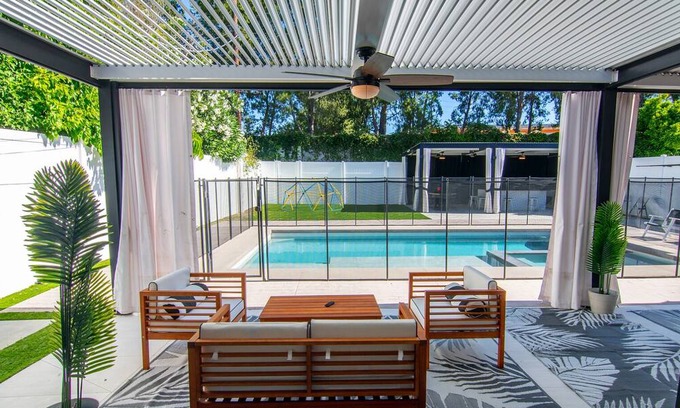 Tarzana Casa | Luxury Family Oasis with Heated Saltwater Pool, Spa, and Tulum-Inspired Serenity