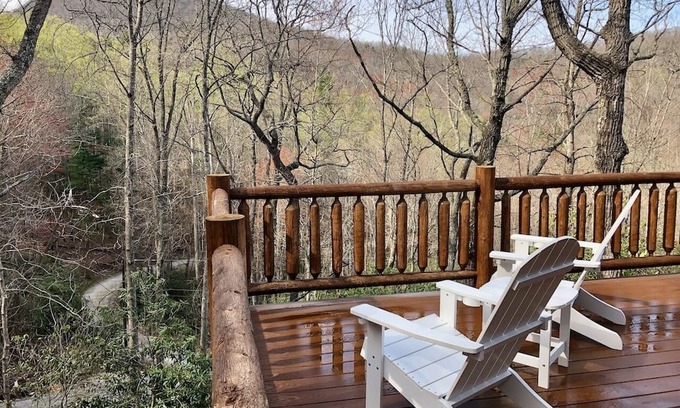 Hendersonville Cabina | Brand NEW Blue Ridge Mountain cedar log cabin, fiber internet, 25 min to AVL