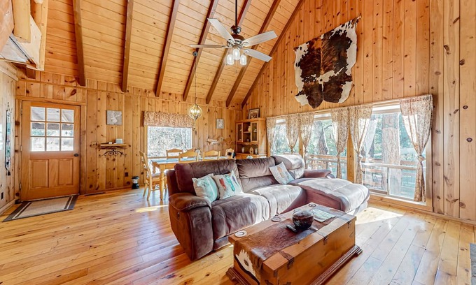 Prescott Casa | Peaceful home with scenic on-site pond, firepit, outdoor areas, & private W/D